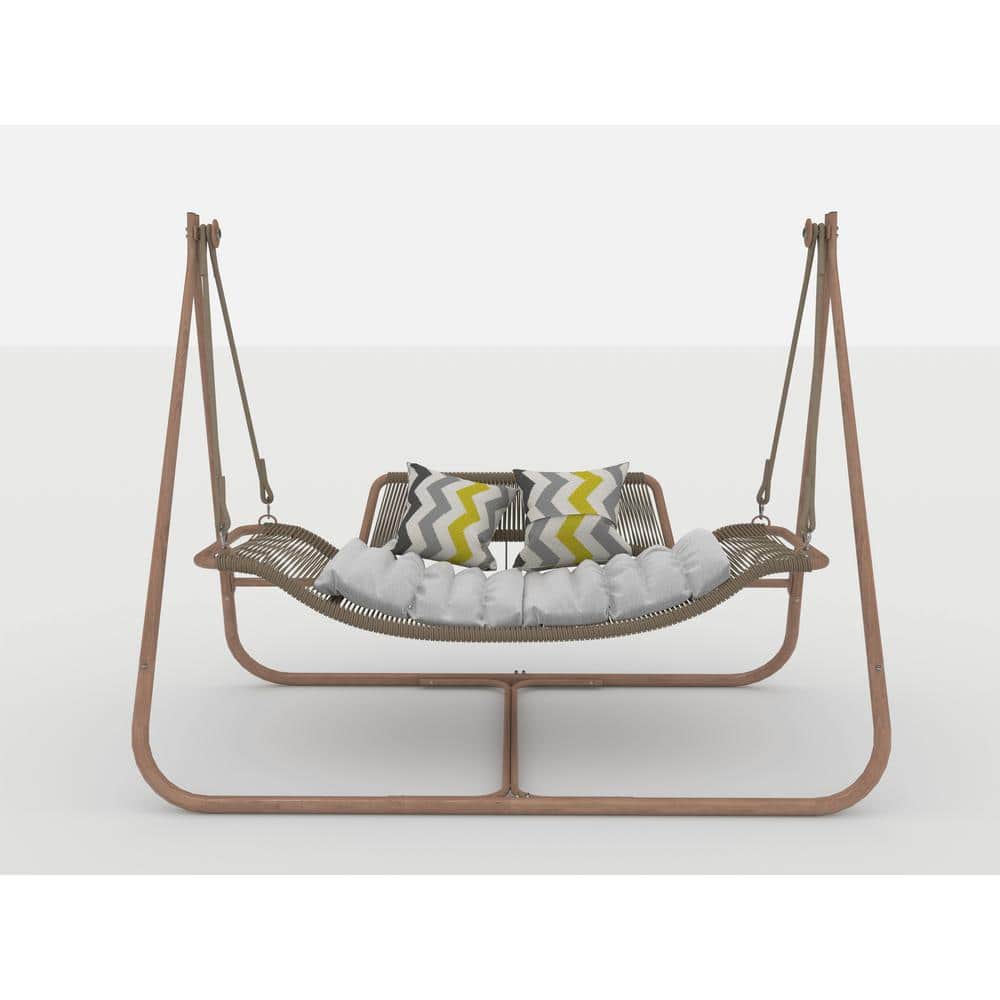 70.8 in. Seats 2-People Metal Patio Swing with Stand for Indoor, Outdoor