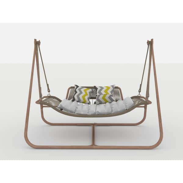 Unbranded 70.8 in. Seats 2-People Metal Patio Swing with Stand for Indoor, Outdoor