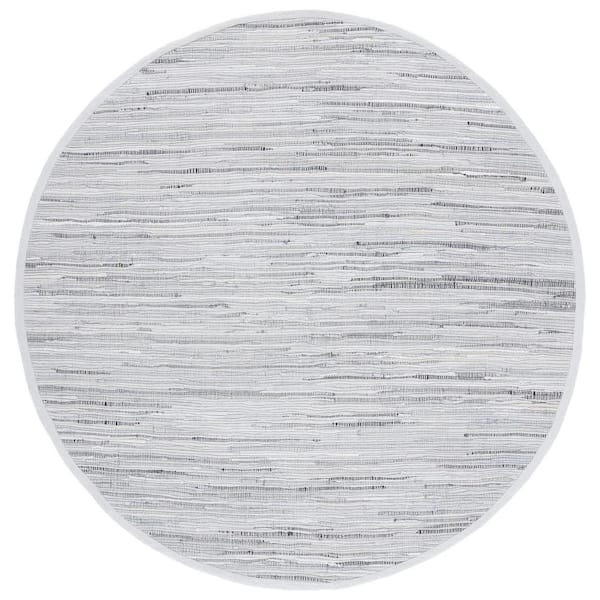 SAFAVIEH Rag Rug Gray 7 ft. x 7 ft. Gradient Striped Round Area Rug