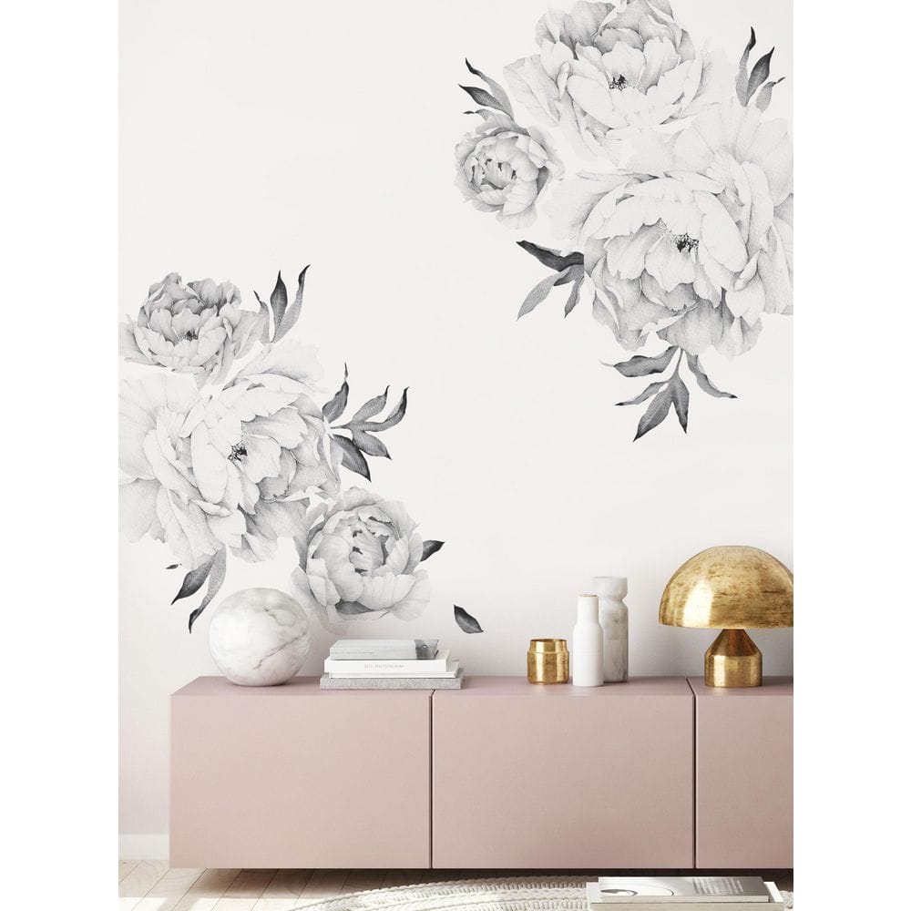 Blushing Peonies Vinyl Wall Sticker Flowers Wall Mural (Set of 6)