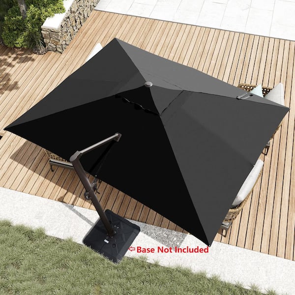 Pellebant 10 ft. x 12.5 ft. Oversized Heavy Duty Aluminum Outdoor Umbrella 360° Rotation Cantilever Patio Umbrella in Black