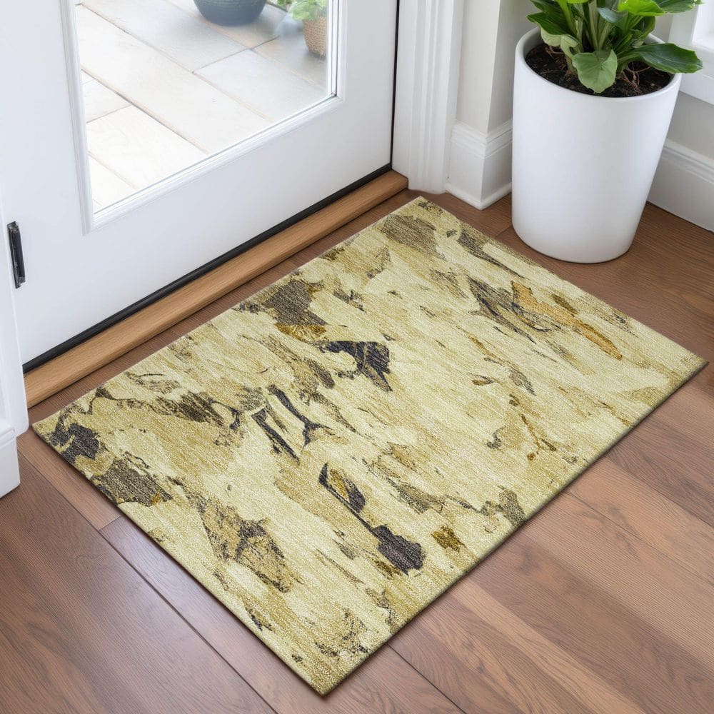 Mayfield Premium Machine Washable Abstract AMF1344 Gold 2 ft. x 3 ft. Area Rug price history on PriceWatchPro