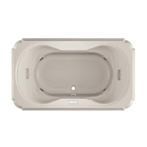 JACUZZI MARINEO Salon Spa 72 in. x 42 in. Rectangular Combination Bathtub with Center Drain in Oyster