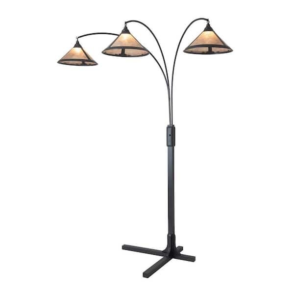 NOVA of California Mica 86 in. Dark Brown Arc Lamp with 3-Lights