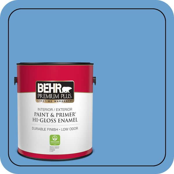 BEHR PREMIUM PLUS 1 gal. #P520-4 Cornflower Hi-Gloss Enamel Interior/Exterior Paint & Primer