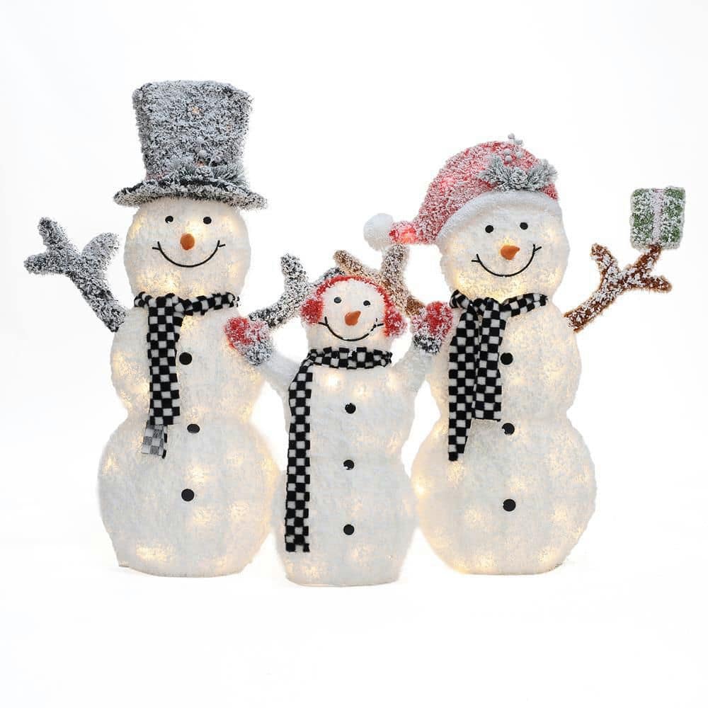 Starfree 47.5 in. 4-Piece Outdoor Christmas Decoration Pop-Up Snowman  Family Set with Cool White LEDs HOXSOD0105, image size:1000x1000