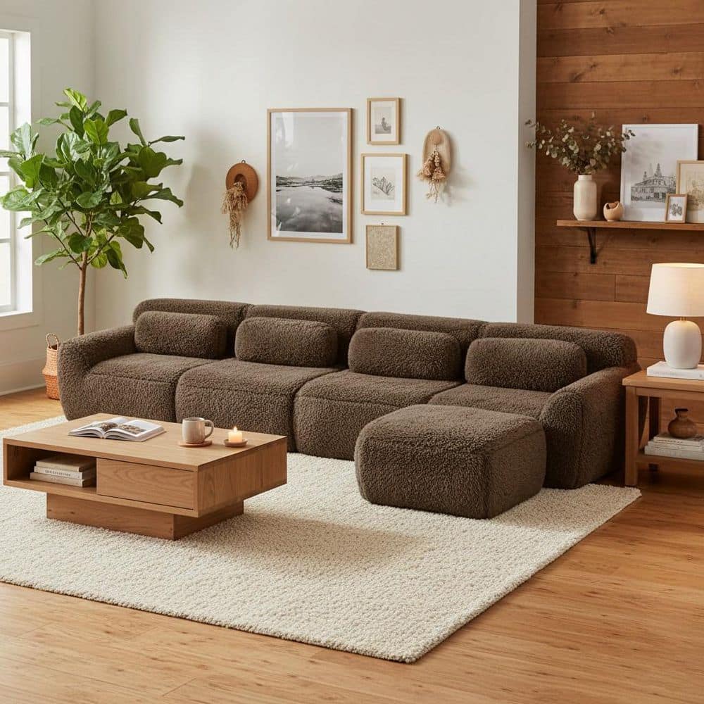 Homy Casa 149 in. 4-Piece Plush Microfiber Modular Sectional Sofa