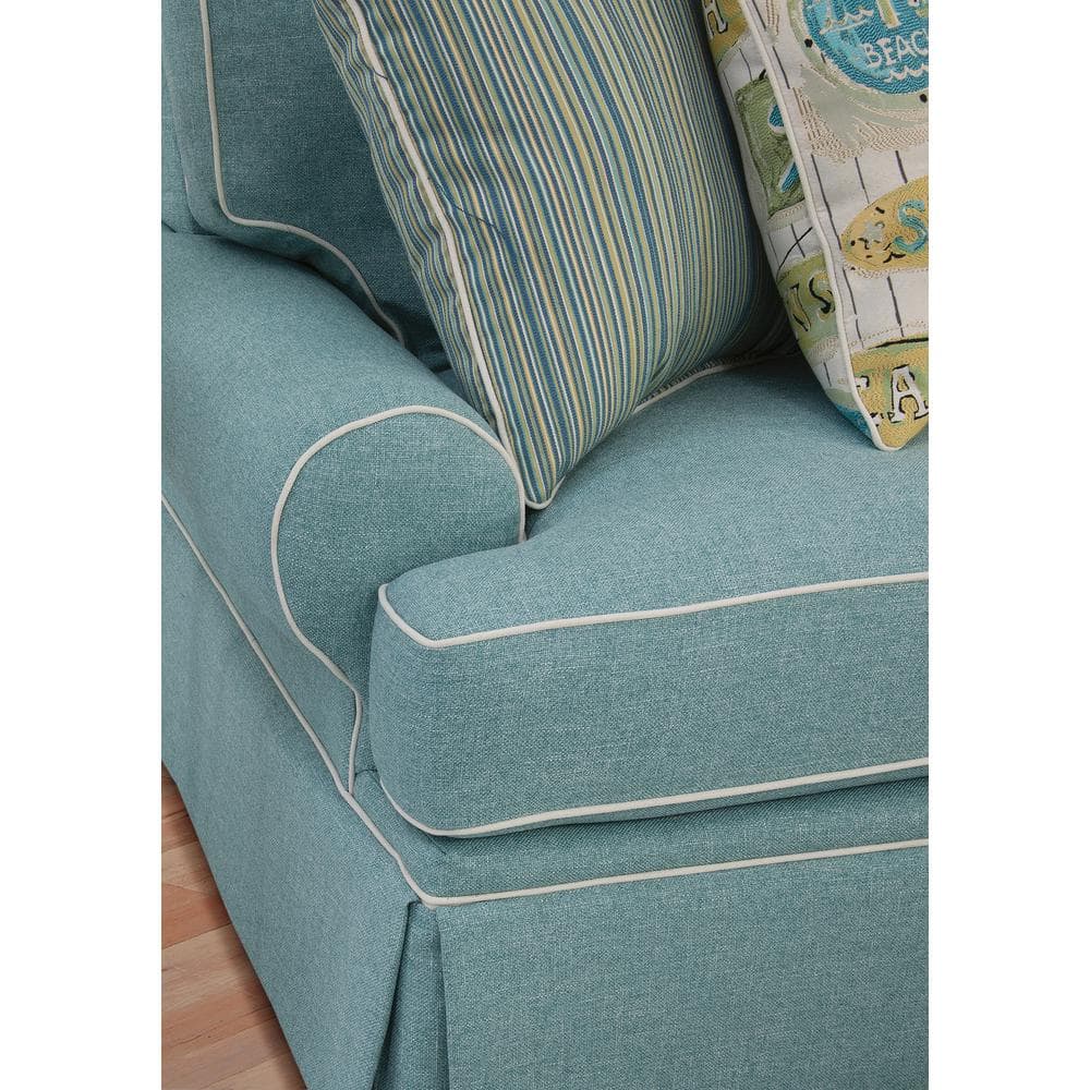 Aqua Upholstered Arm Chair with Reversible Cushions