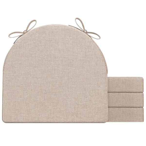 Unbranded 17" x 16" x 2" U-Shaped Indoor Chair Cushions with Removable Cover for Kitchen and Dining Chairs in Beige (Set of 4)