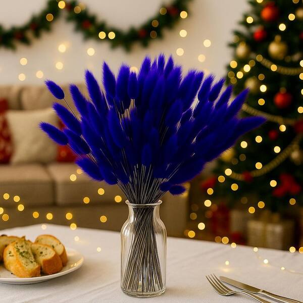 2.05 in 120 pcs Purple Artificial Plant Dried Bunny Tails Pampas
