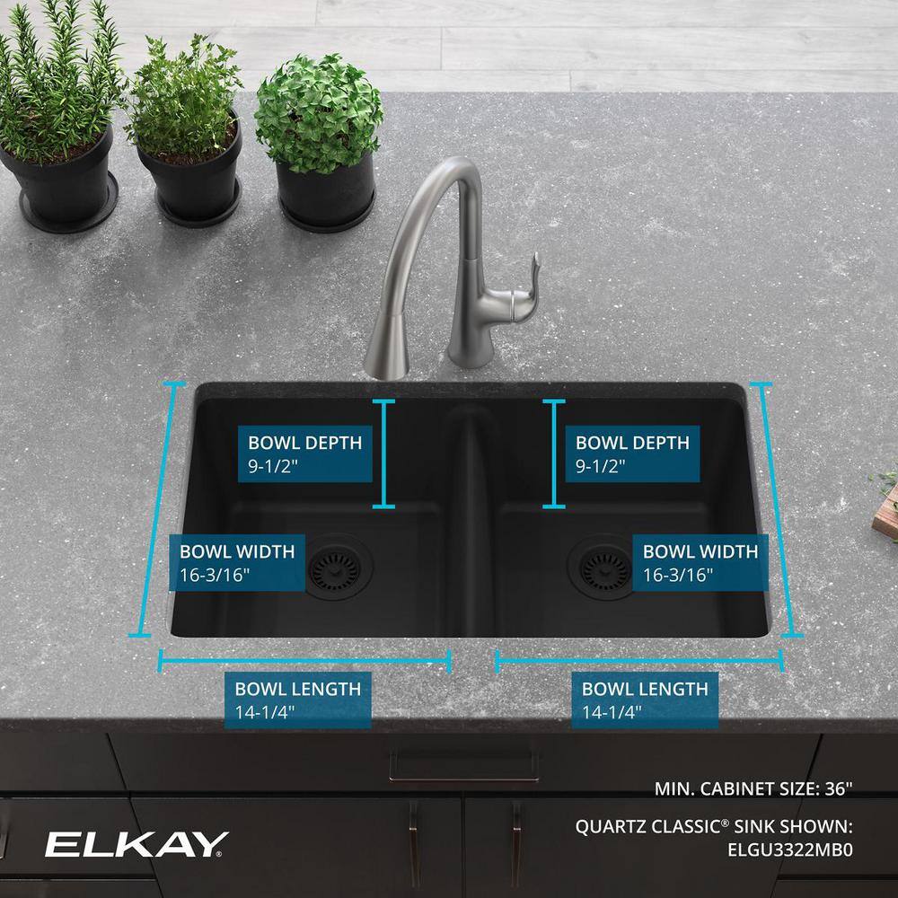 Matte Black Quartz Double Bowl Undermount Kitchen Sink