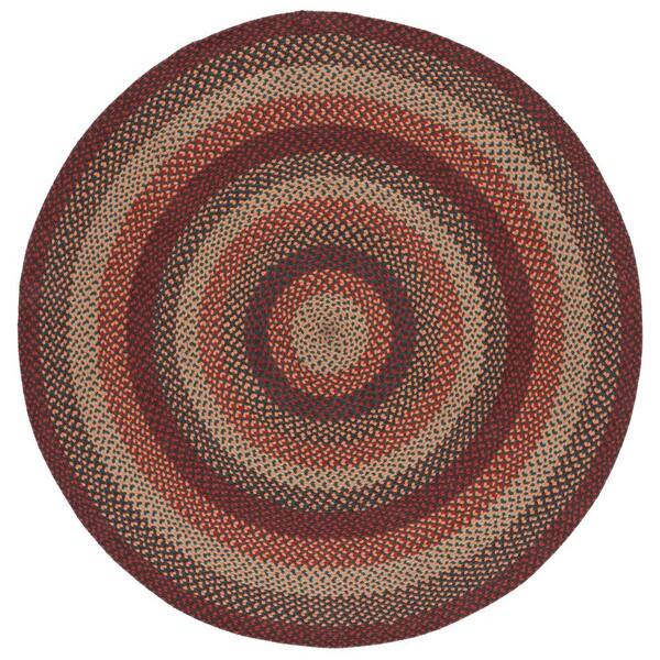 SAFAVIEH Braided Brown/Rust 6 ft. x 6 ft. Striped Border Round