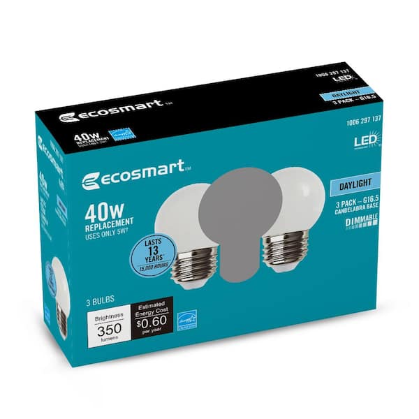 EcoSmart 40-Watt Equivalent G16.5 Dimmable ENERGY STAR CEC