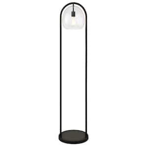 Sydney 64 in. Blackened Bronze Floor Lamp with Seeded Glass Shade