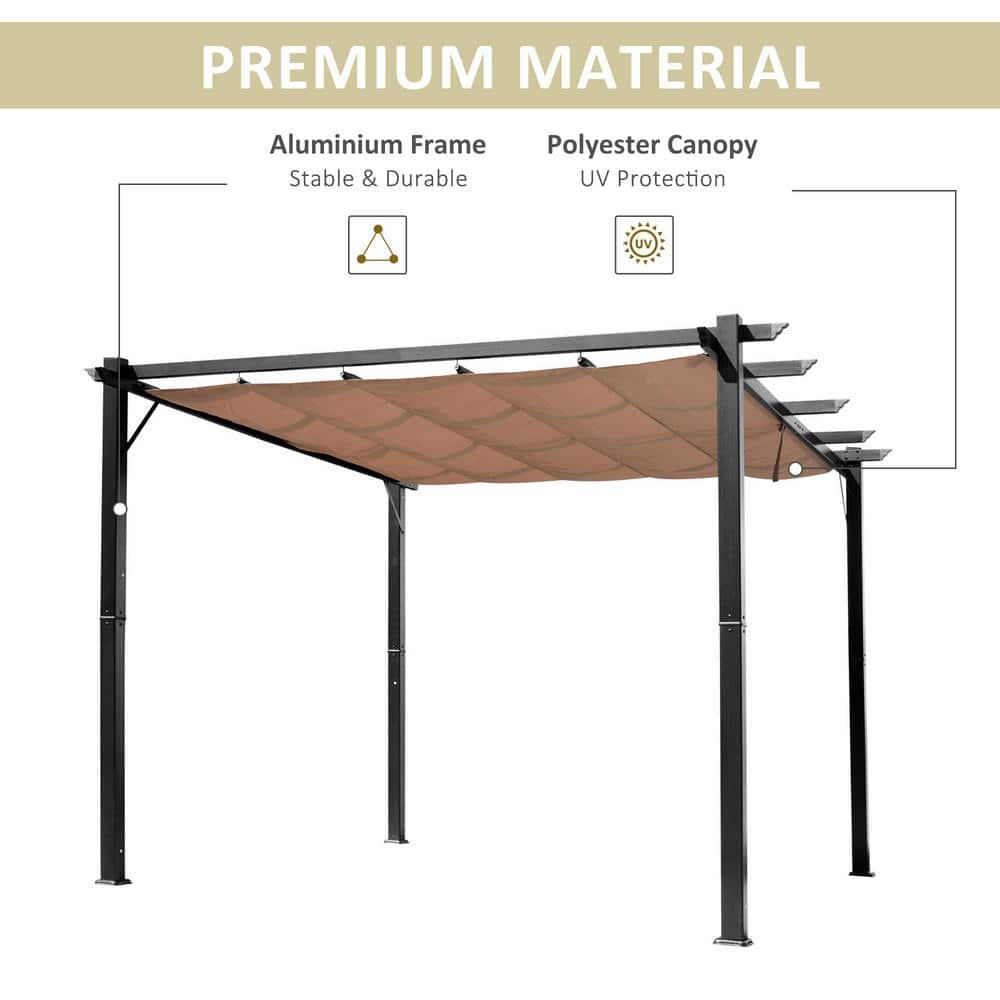 Charcoal Grey Aluminum Pergola with Retractable Canopy