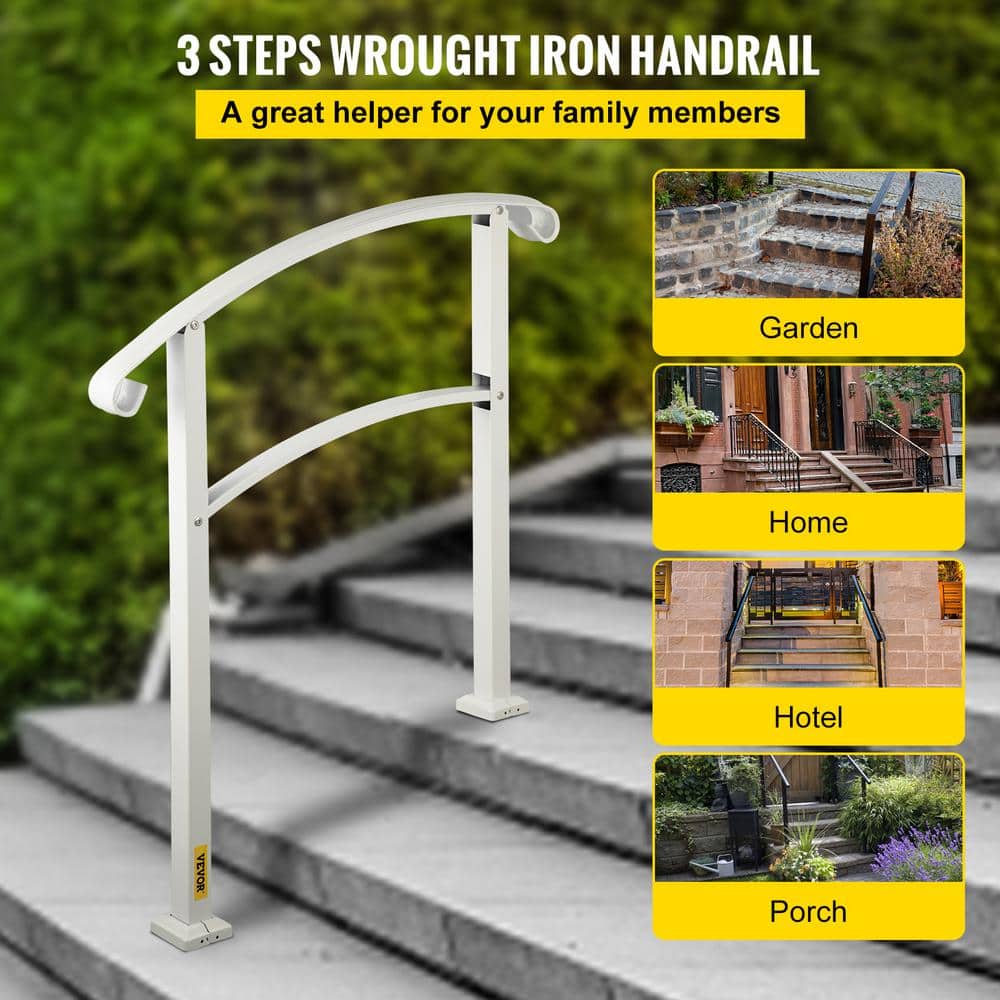 Matte White 3-Step Stainless Steel Outdoor Handrail Kit