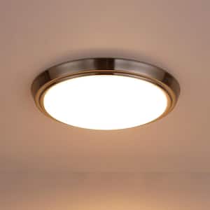 1-Light Brushed Nickel Selectable LED Flush Mount Ceiling Light