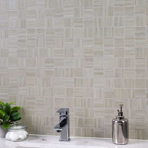 Charisma Silver 12 in. x 12 in. x 0.36 in. Matte Ceramic Mesh-Mounted Mosaic Wall Tile (8 sq. ft./Case)