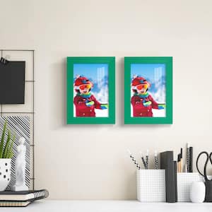 Grooved 5 in. x 7 in. Green Picture Frame (Set of 2)