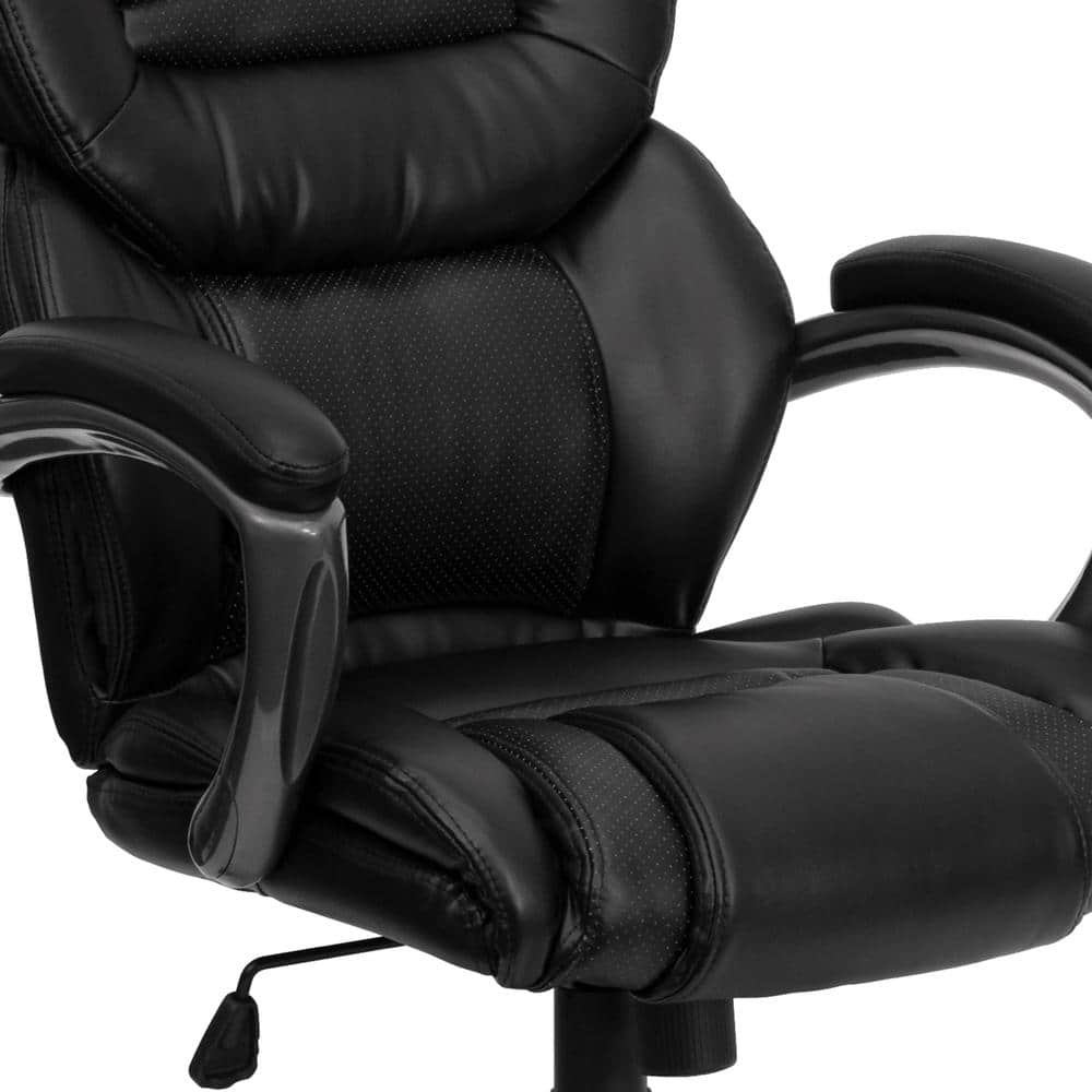 Ergonomic High-Back Executive Swivel Chair in Black LeatherSoft