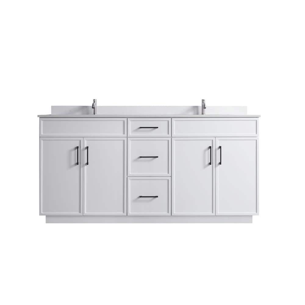 VSC 72in. W x 22in. D x 35in. H Double Sink Freestanding Bath Vanity in Whi