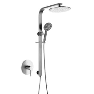 2-Spray Patterns with 1.8 GPM 10 in. Wall Mount Dual Shower Head in Brushed Nickel (Valve Included)