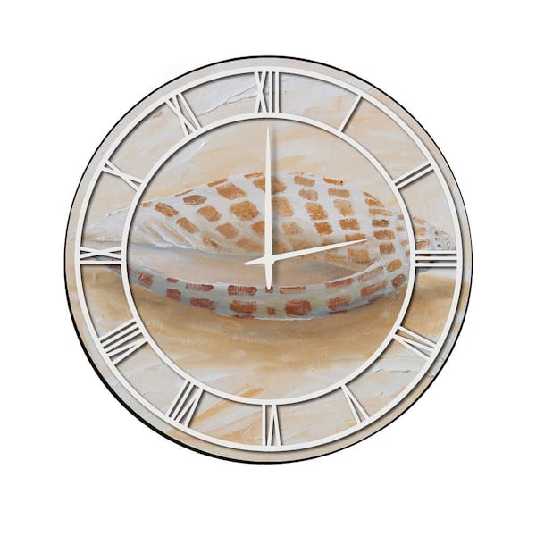 Unbranded "Sea Shell #4" Full Coverage Art and White Numbers Imaged Wall Clock