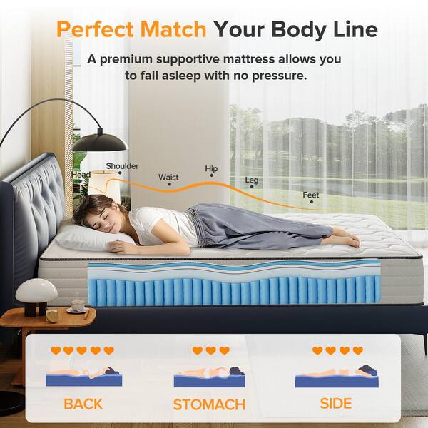 LIBORIA Innerspring Queen Medium Cooling Memory Foam 10 in
