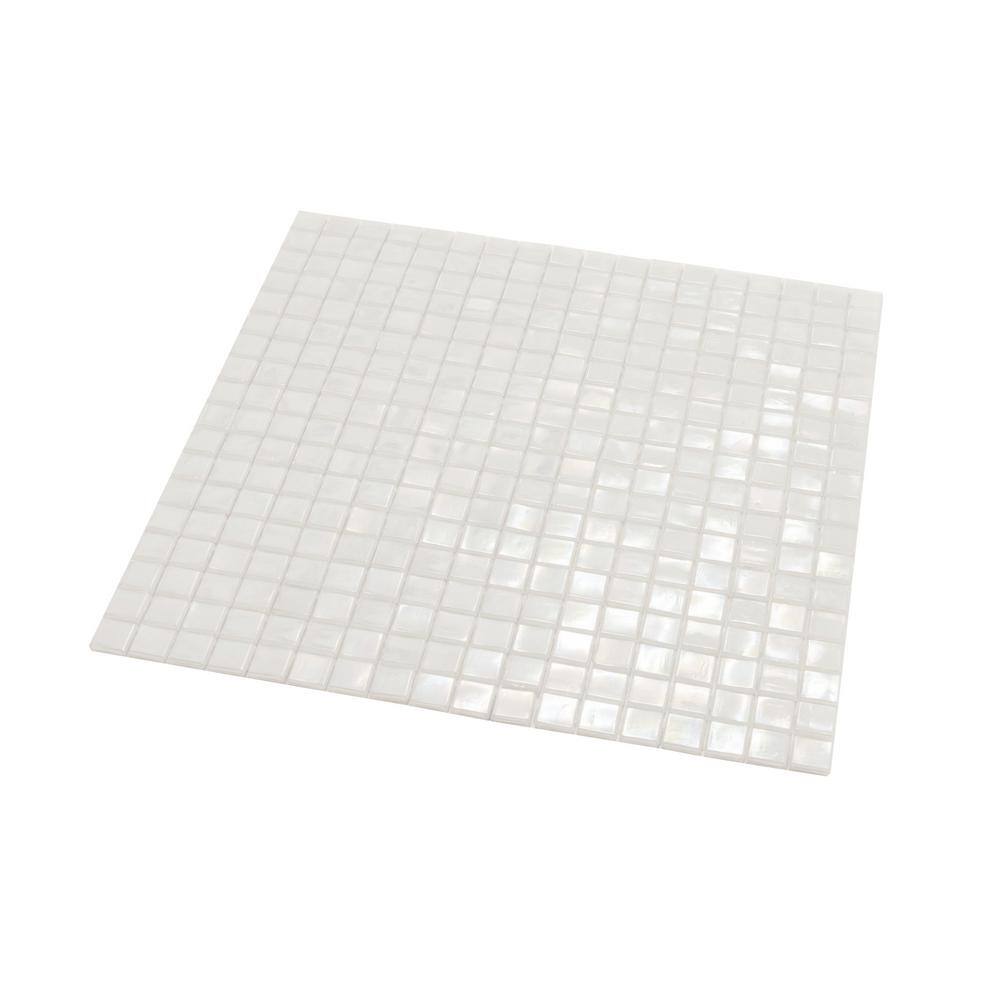 Dark Bone White Iridescent Glass Mosaic Wall and Floor Tile