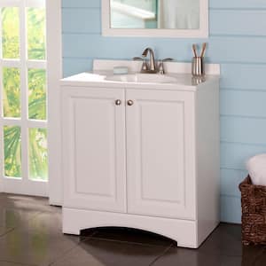 30.5 in. W x 18.69 in. D Bath Vanity in White with Cultured Marble Vanity Top in White with Integrated Sink