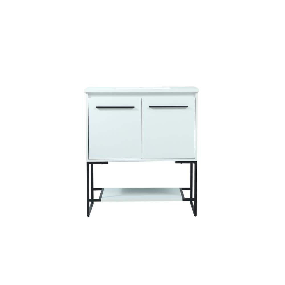 Simply Living 30 in. Single Bathroom Vanity in White with Quartz Vanity Top
