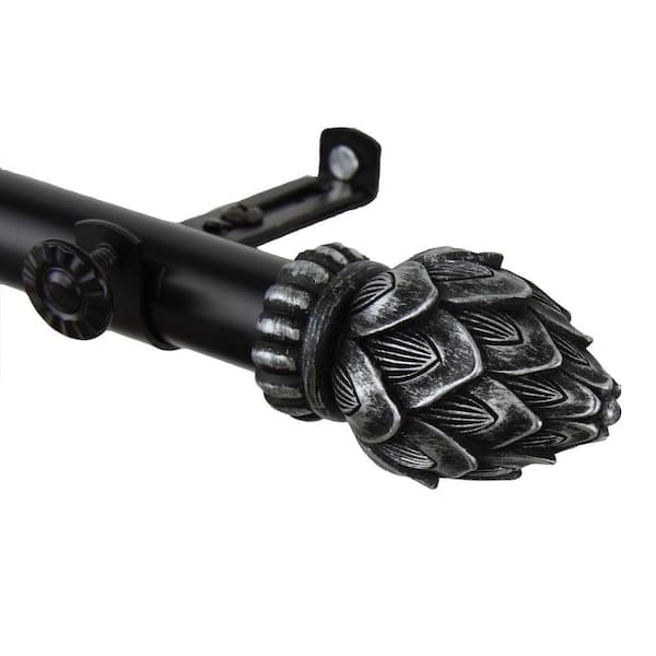 Rod Desyne 28 in. - 48 in. Telescoping Single Curtain Rod Kit in Black with Bud Finial