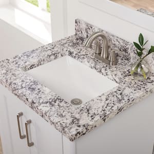 25 in. W x 22 in. D Cultured Marble White Rectangular Single Sink Vanity Top in Bianco Antico