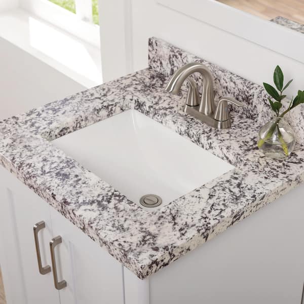 Home Decorators Collection 25 in. W x 22 in. D Cultured Marble White Rectangular Single Sink Vanity Top in Bianco Antico