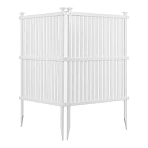 48 in. 2-Pieces White Vinyl Garden Fence Privacy Screen Panels Kit Air Conditioner Trash Can Enclosure