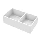 Farmhouse Apron Front Fireclay 33 in. 60/40 Double Bowl Kitchen Sink in White