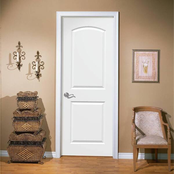 Masonite 28 In X 80 In Roman 2 Panel Round Top Split Jamb Hollow Core Smooth Primed Composite Single Prehung Interior Door 91565 The Home Depot