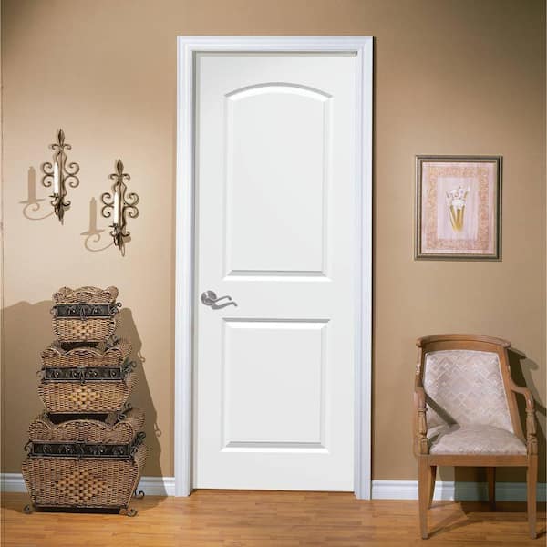 Masonite 32 In X 80 In Roman Smooth 2 Panel Round Top Hollow Core Primed Composite Interior Door Slab 11109 The Home Depot