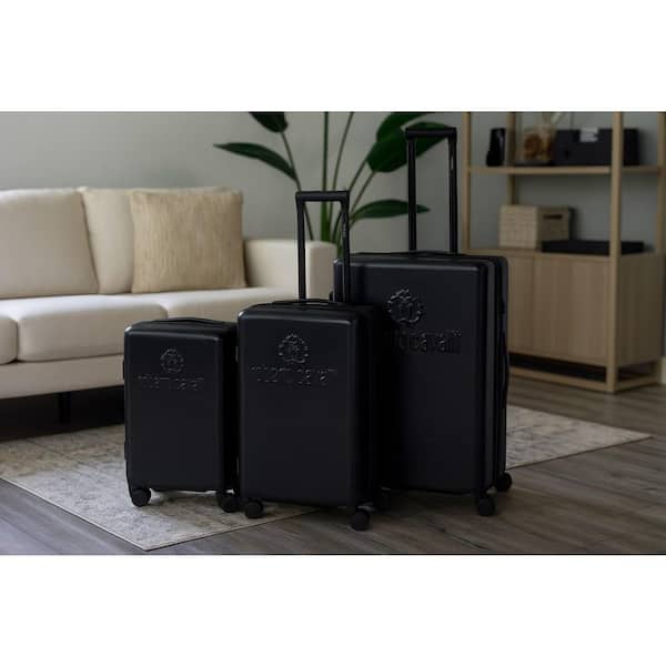 J&V TEXTILES Roberto Cavalli Luxury 3-Piece Black Expandable Hard