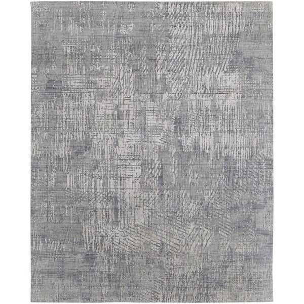 9 ft. x 12 ft. Gray, Silver Abstract Area Rug