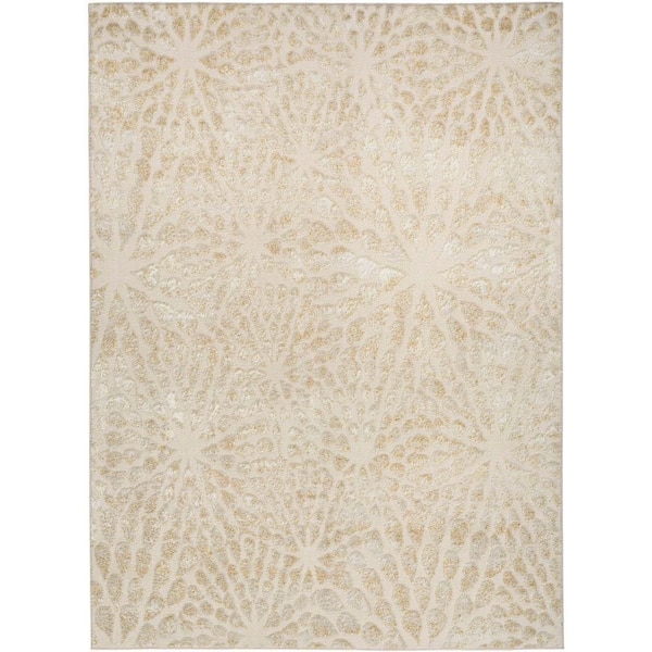 Nourison Ambiance Ivory Gold 8 ft. x 10 ft. Abstract Contemporary Area Rug