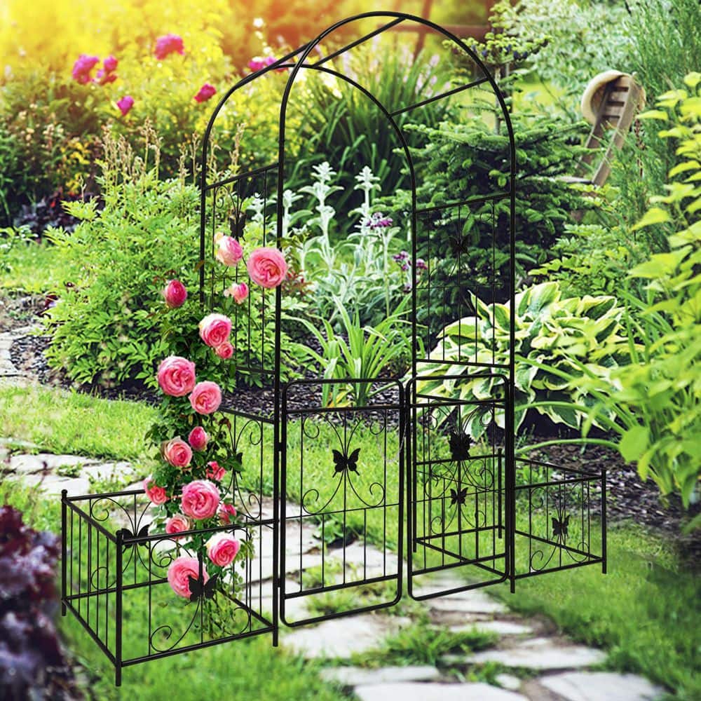 86.6 in. Black Metal Garden Trellis Climbing Plants Support Rose Arch Outdoor Arch price history on PriceWatchPro