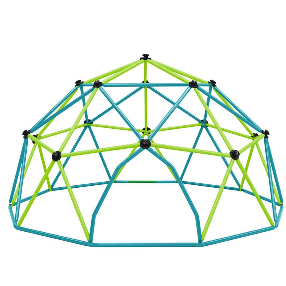 Blue and Green 12 ft. Kids Climbing Dome Tower, Monkey Bars Play Center, Ru