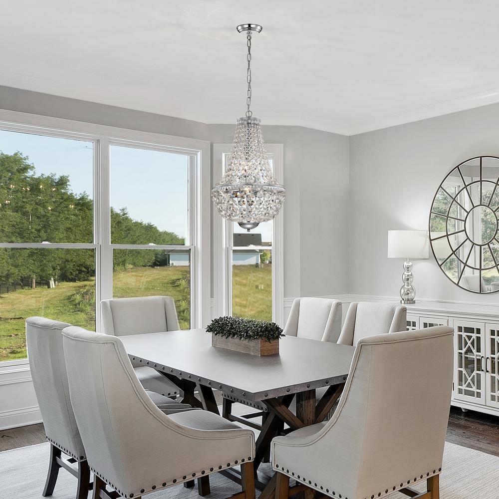 Empire Chrome Crystal 6-Light Candle Chandelier
