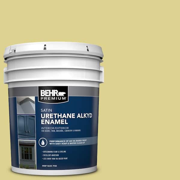 BEHR PREMIUM 5 gal. #T17-16 Thats My Lime Urethane Alkyd Satin Enamel Interior/Exterior Paint