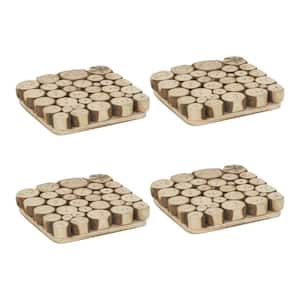 4 in. Waterproof Browns / Tans Wood Coasters (Set of 4)