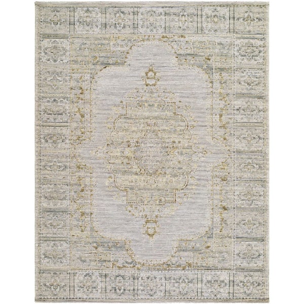 Goblen GLN-2303 7 ft. x 10 ft. Machine Woven Rug, Light Gray and Beige or Ivory