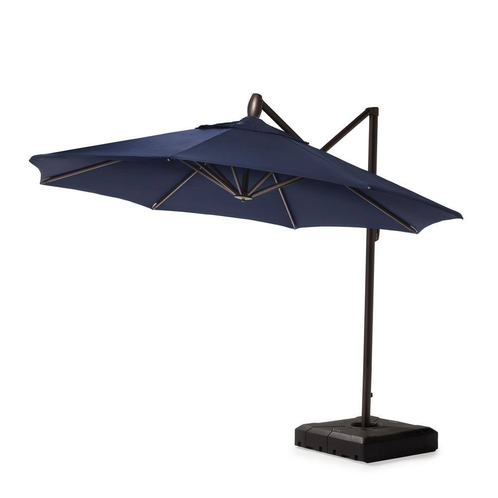 RST BRANDS 10 ft. Aluminum Round Cantilever Patio Umbrella Tilt in Navy