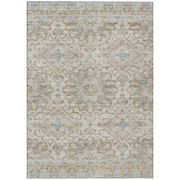 Chantille Machine Washable Indoor/Outdoor Abstract ACN3155 Linen 8 ft. x 10 ft. Area Rug