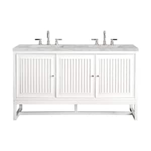 Athens 60.0 in. W x 23.5 in. D x 34.5 in. H Bathroom Vanity in Glossy White with Victorian Silver Silestone Quartz Top